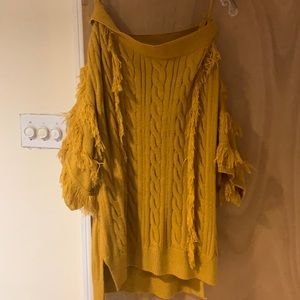 Gold NYC and Company sweater, shaggy fringe on arms, worn about twice.